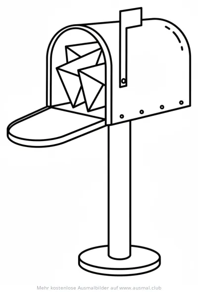 Briefkasten gefüllt mit Herz-Briefen Ausmalbild