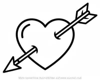 Herz mit Pfeil Ausmalbild
