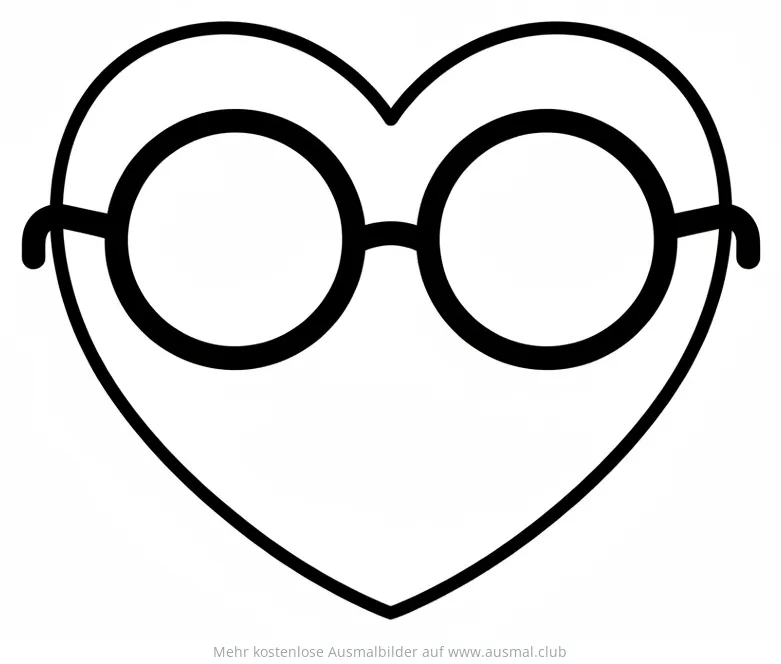 Herz mit Brille Ausmalbild