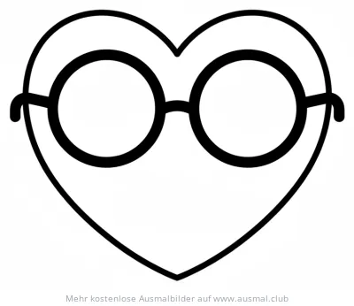 Herz mit Brille Ausmalbild