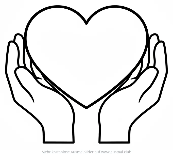 Hände halten Herz Ausmalbild