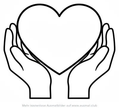 Hände halten Herz Ausmalbild
