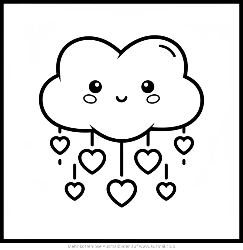 Wolke mit Herzen Ausmalbild