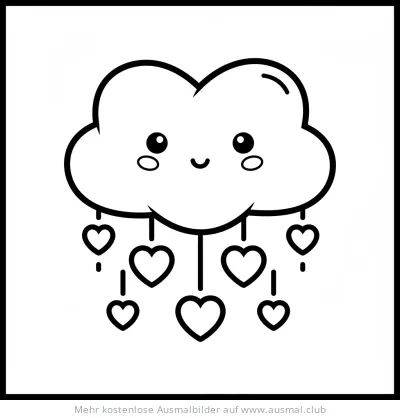 Wolke mit Herzen Ausmalbild
