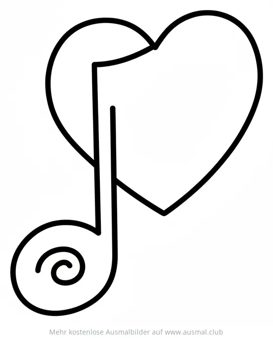Note mit Herz Ausmalbild