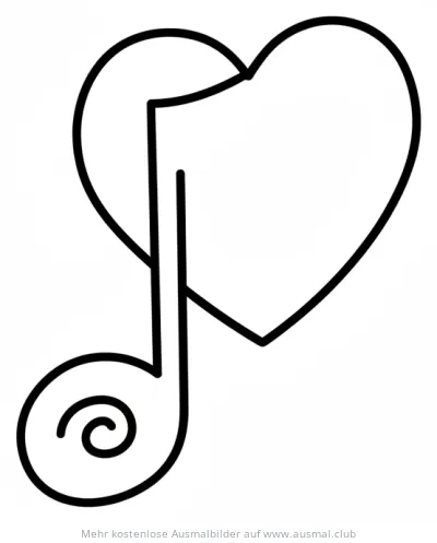 Note mit Herz Ausmalbild