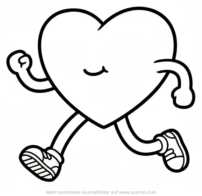Herz beim Joggen Ausmalbild