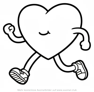 Herz beim Joggen Ausmalbild