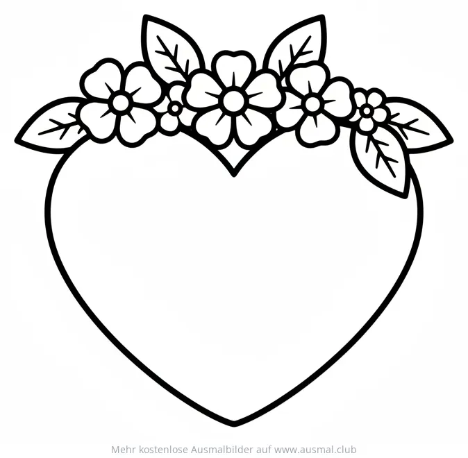 Herz mit Blumen Ausmalbild