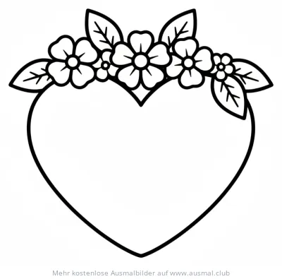 Herz mit Blumen Ausmalbild