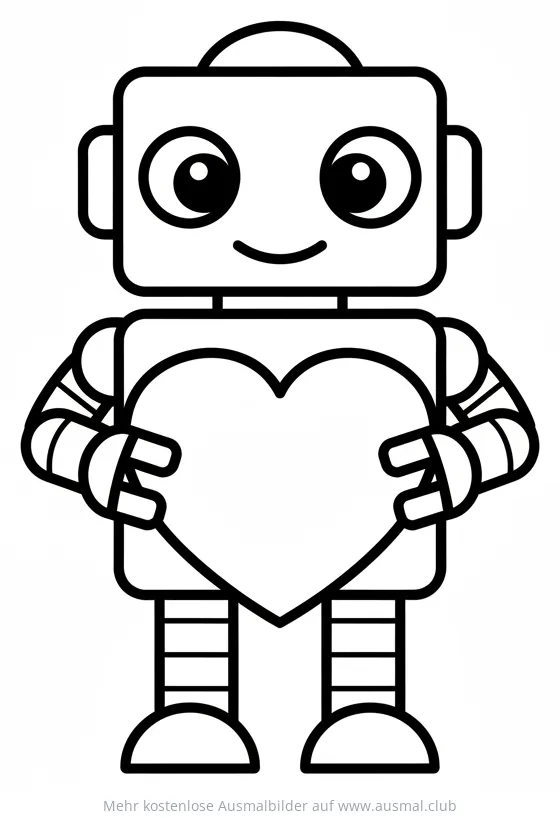 Roboter mit Herz Ausmalbild