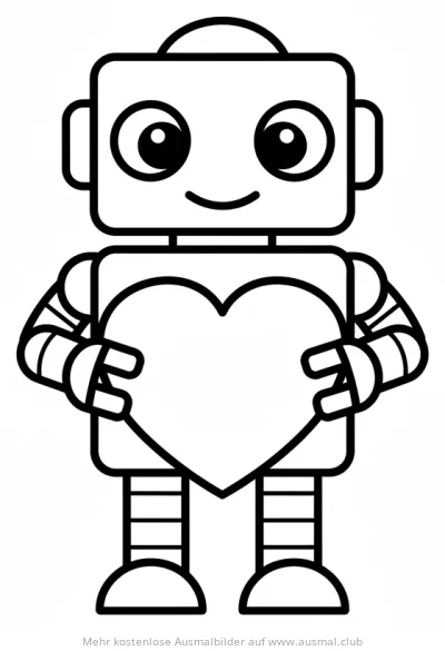 Roboter mit Herz Ausmalbild