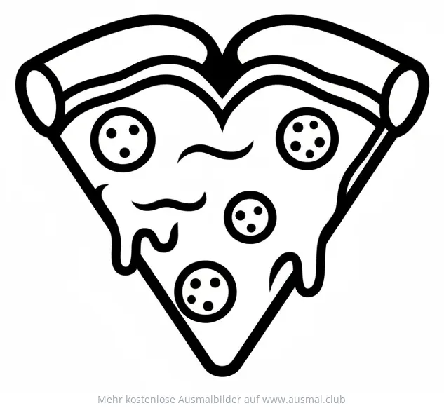 Pizza-Ecke in Herzform Ausmalbild
