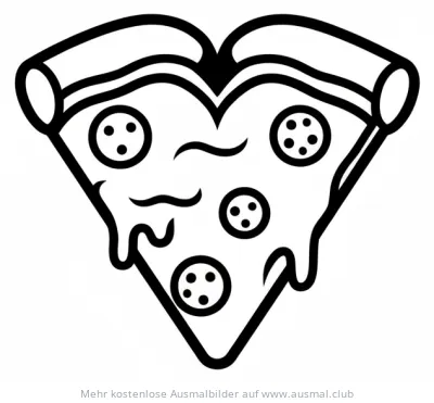 Pizza-Ecke in Herzform Ausmalbild