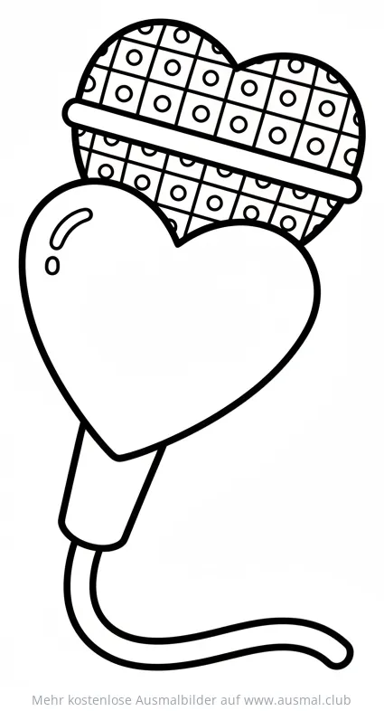 Mikrofon in Herzform Ausmalbild