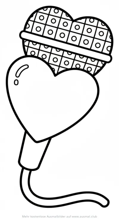 Mikrofon in Herzform Ausmalbild