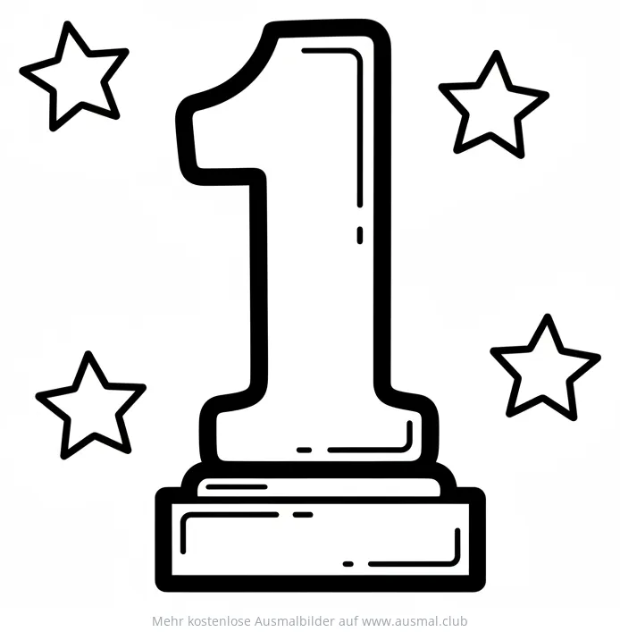 Pokal mit Nummer Eins und Sternen Ausmalbild für den Vatertag