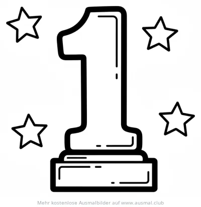 Pokal mit Nummer Eins und Sternen Ausmalbild für den Vatertag