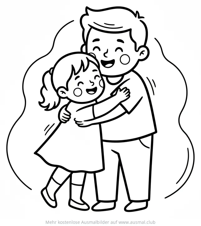 Vater und Tochter Umarmung Ausmalbild