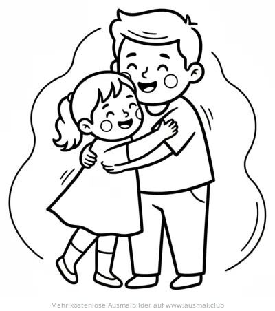 Vater und Tochter Umarmung Ausmalbild