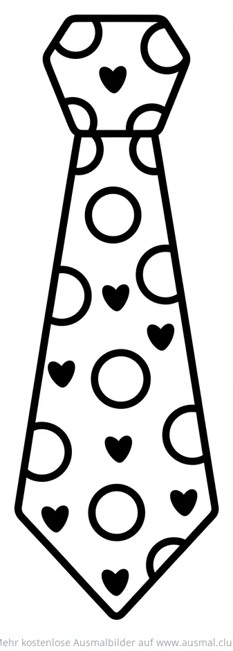 Krawatte mit Kreisen und Herzen Ausmalbild