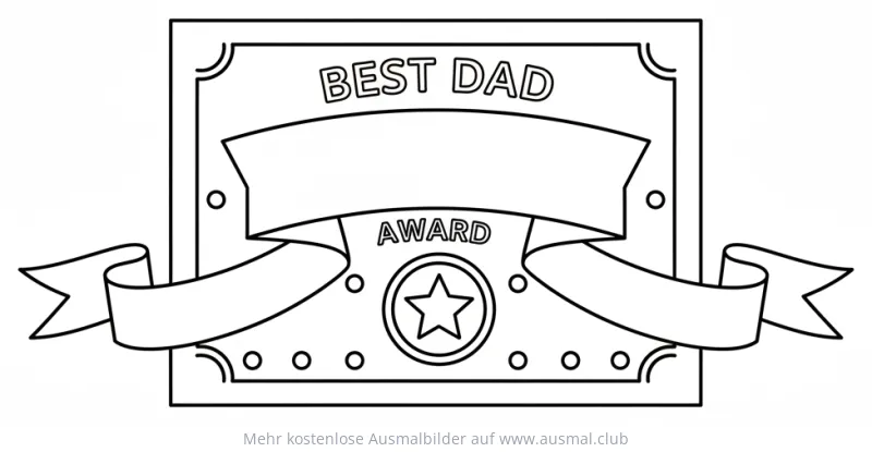 Vatertag Urkunde mit "Best Dad Award" zum Ausmalen