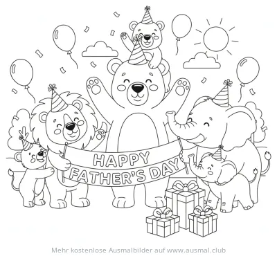 Tier Väter feiern Vatertag Ausmalbild