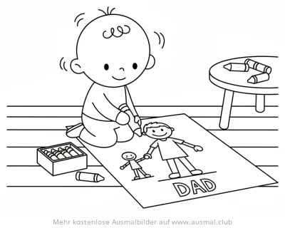 Kleinkind malt Papa-Gemälde Ausmalbild