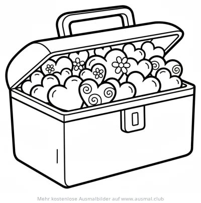 Werkzeugkiste voller Herzen Ausmalbild zum Vatertag