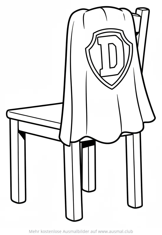 Stuhl mit Superhelden-Umhang Ausmalbild