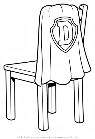 Stuhl mit Superhelden-Umhang Ausmalbild