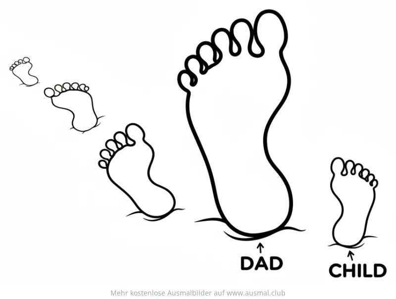 Fußabdrücke von Vater und Kind Ausmalbild zum Vatertag