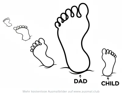 Fußabdrücke von Vater und Kind Ausmalbild zum Vatertag