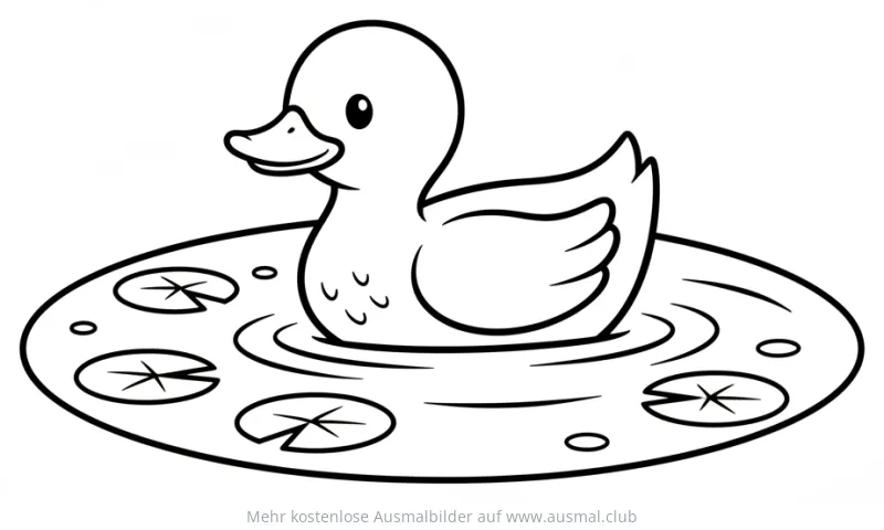 Ente schwimmt im Teich Ausmalbild