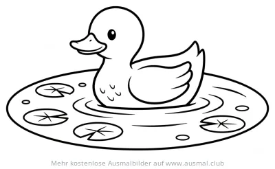 Ente schwimmt im Teich Ausmalbild