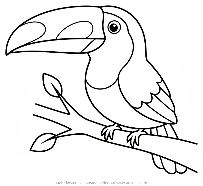 Tukan Ausmalbild auf einem Ast