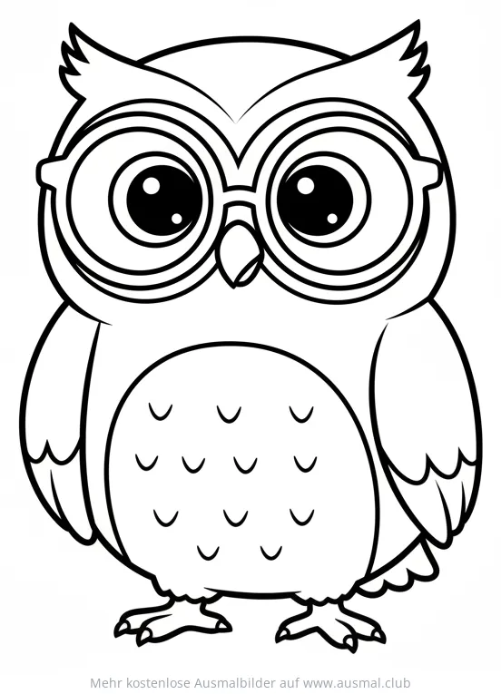 Eule mit Brille Ausmalbild