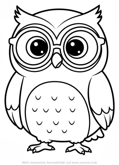 Eule mit Brille Ausmalbild