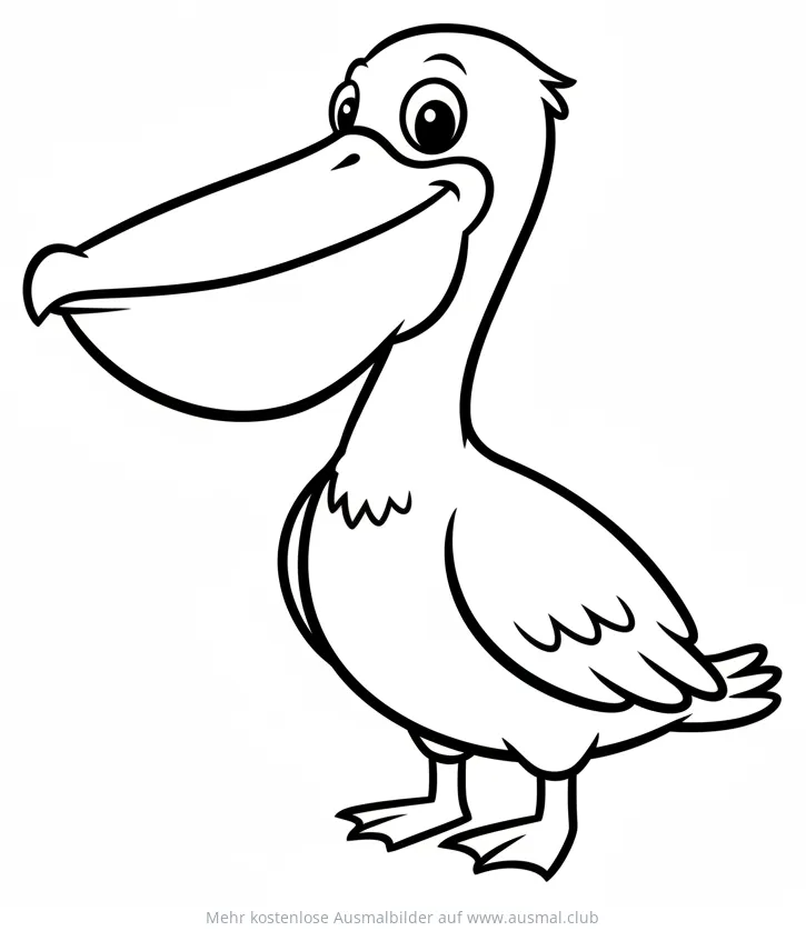 Pelikan Ausmalbild mit großem Schnabel