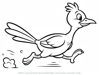 Cartoon Rennkuckuck in voller Fahrt Ausmalbild