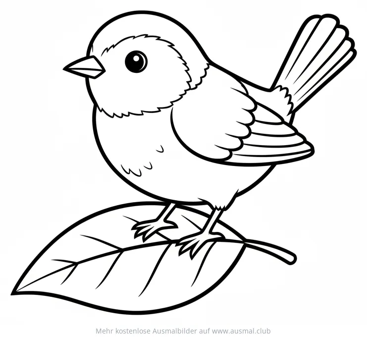 Zaunkönig auf Blatt Ausmalbild