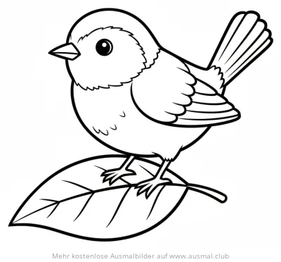 Zaunkönig auf Blatt Ausmalbild