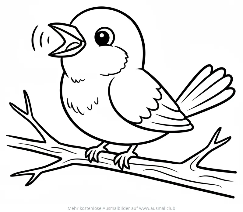 Spottdrossel auf einem Ast Ausmalbild