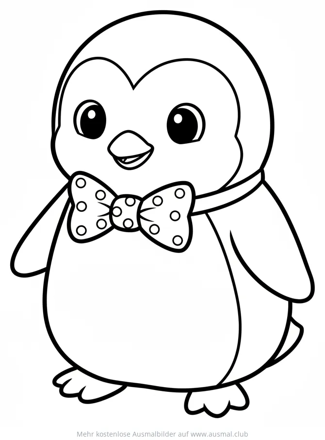 Pinguin mit Schleife Ausmalbild