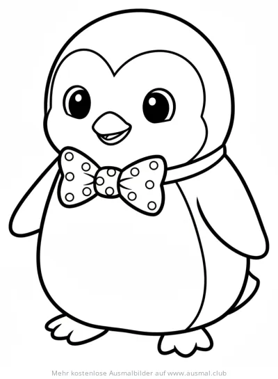Pinguin mit Schleife Ausmalbild