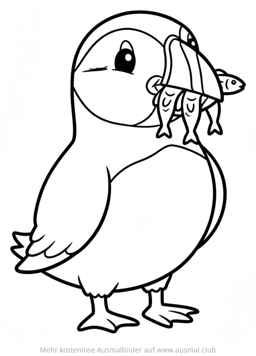 Papageitaucher mit Fischen im Schnabel Ausmalbild