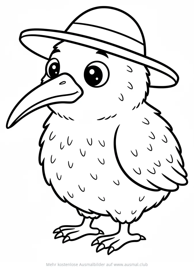 Kiwi Ausmalbild mit Hut