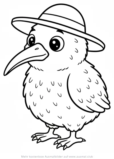 Kiwi Ausmalbild mit Hut