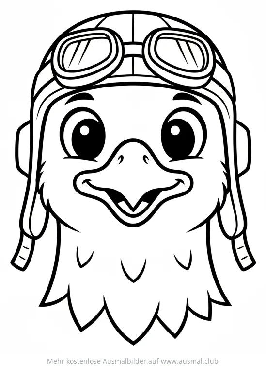 Seeadler mit Fliegermütze Ausmalbild