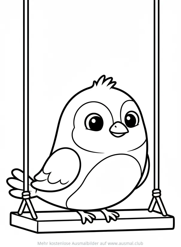 Vogel auf Schaukel Ausmalbild